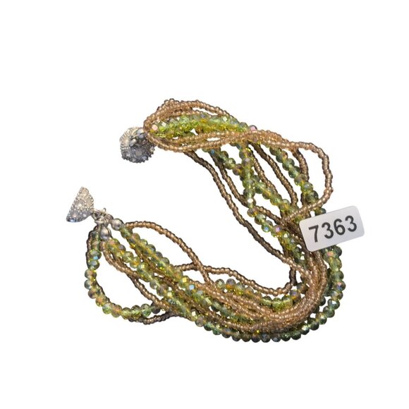 Multi-Strand Faceted Bead Bracelet With Rhinestone Magnetic Clasp - Picture 7 of 7